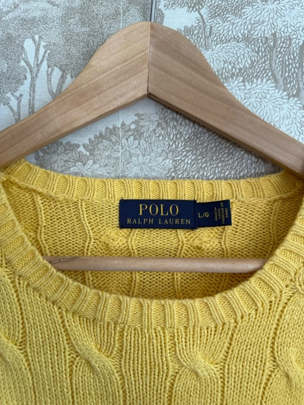 Ralph Lauren Men’s Yellow Cable-Knit Crewneck Sweater